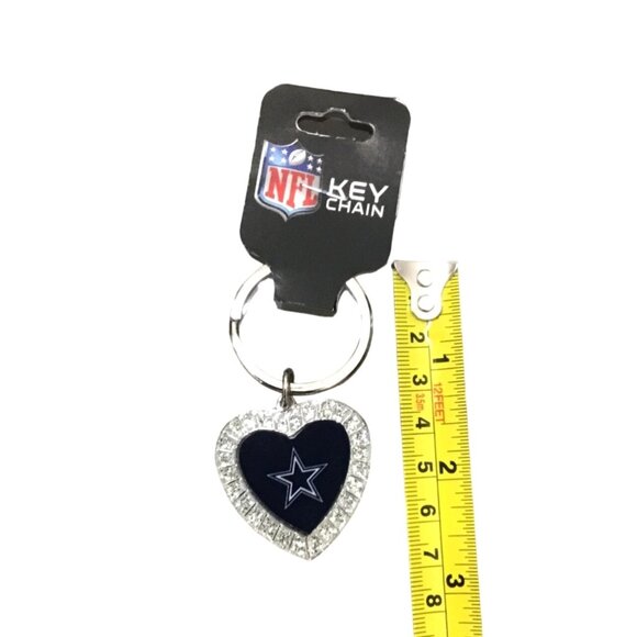 DALLAS COWBOYS HEART WITH RHINESTONES AND TEAM LOGO KEY CHAIN - Picture 4 of 4